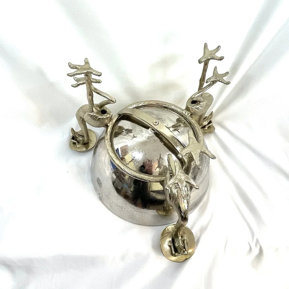 Flamingo Metal Bowl. Serving Bowl, Catch All Bowl Punch Bowl Ice Bucket India